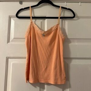 American Eagle Lace Cami Tank Top Coral Orange Women's Size Medium 100% Cotton